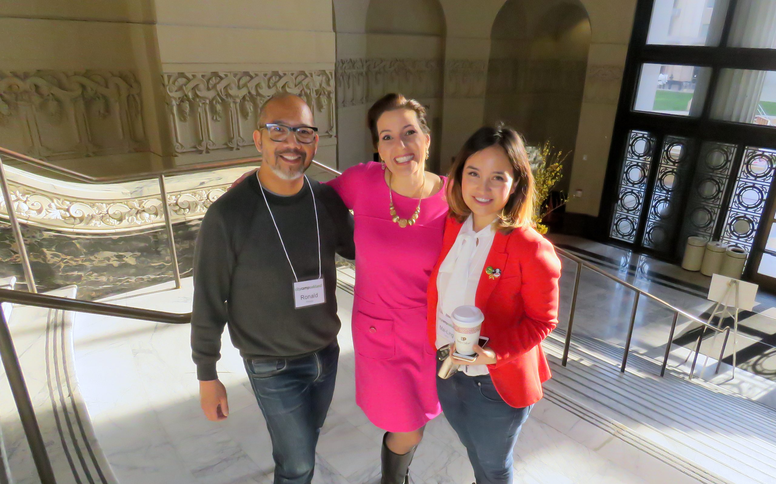 Mayor Libby Schaaf with Ron Pineda and Mai-Ling Garcia.