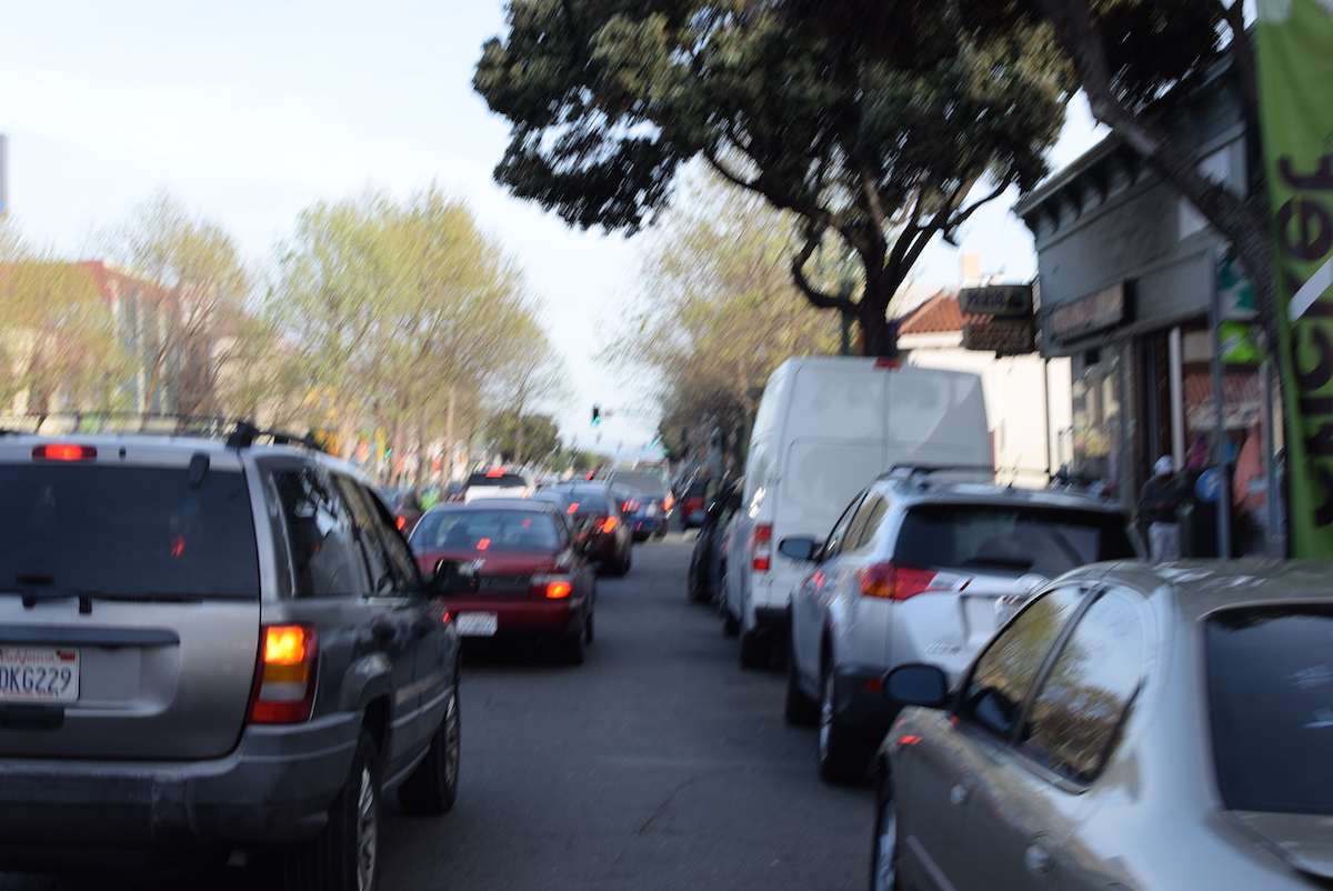 The street narrows
