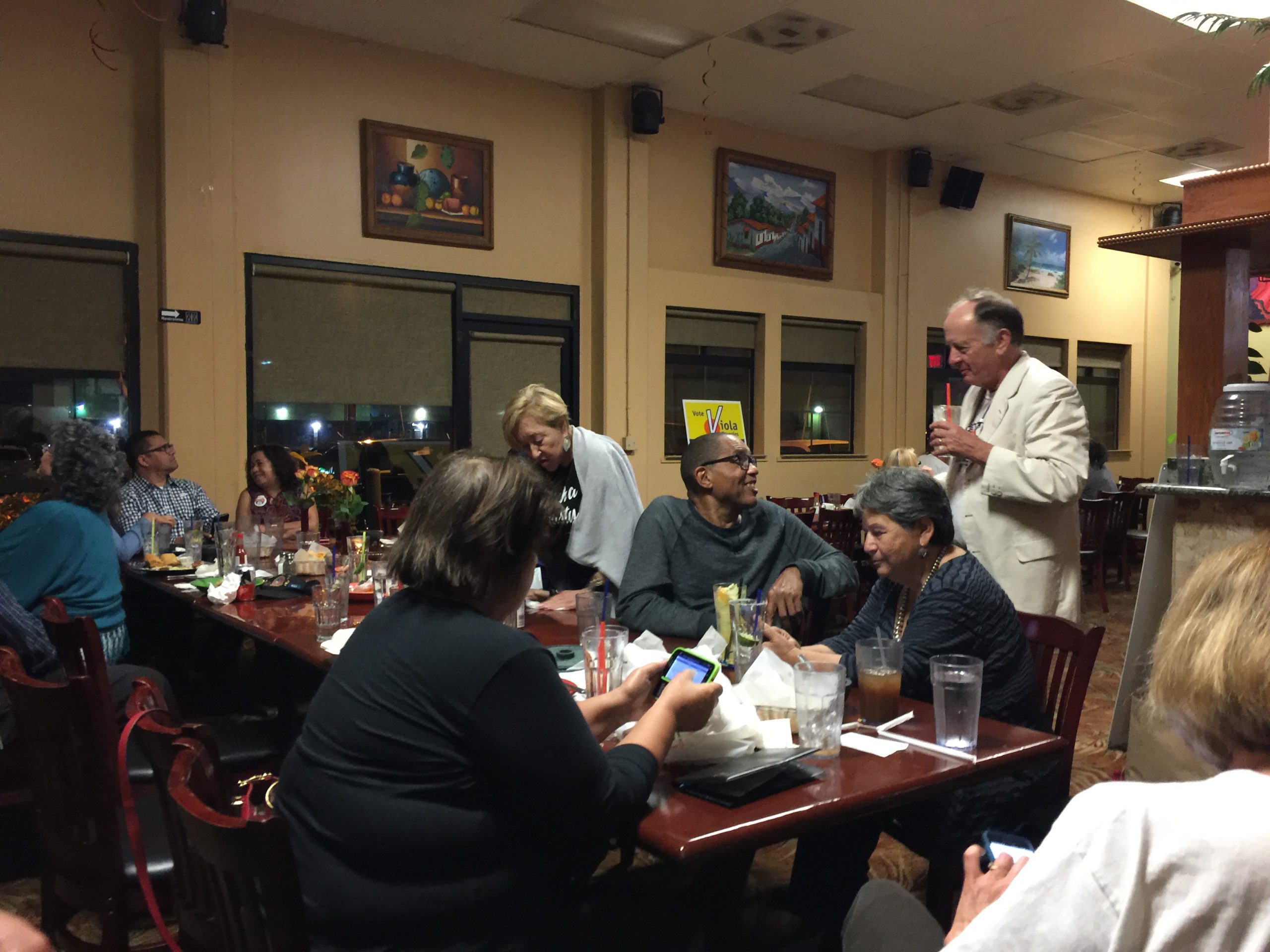 Supporters at election party for Viola Gonzales