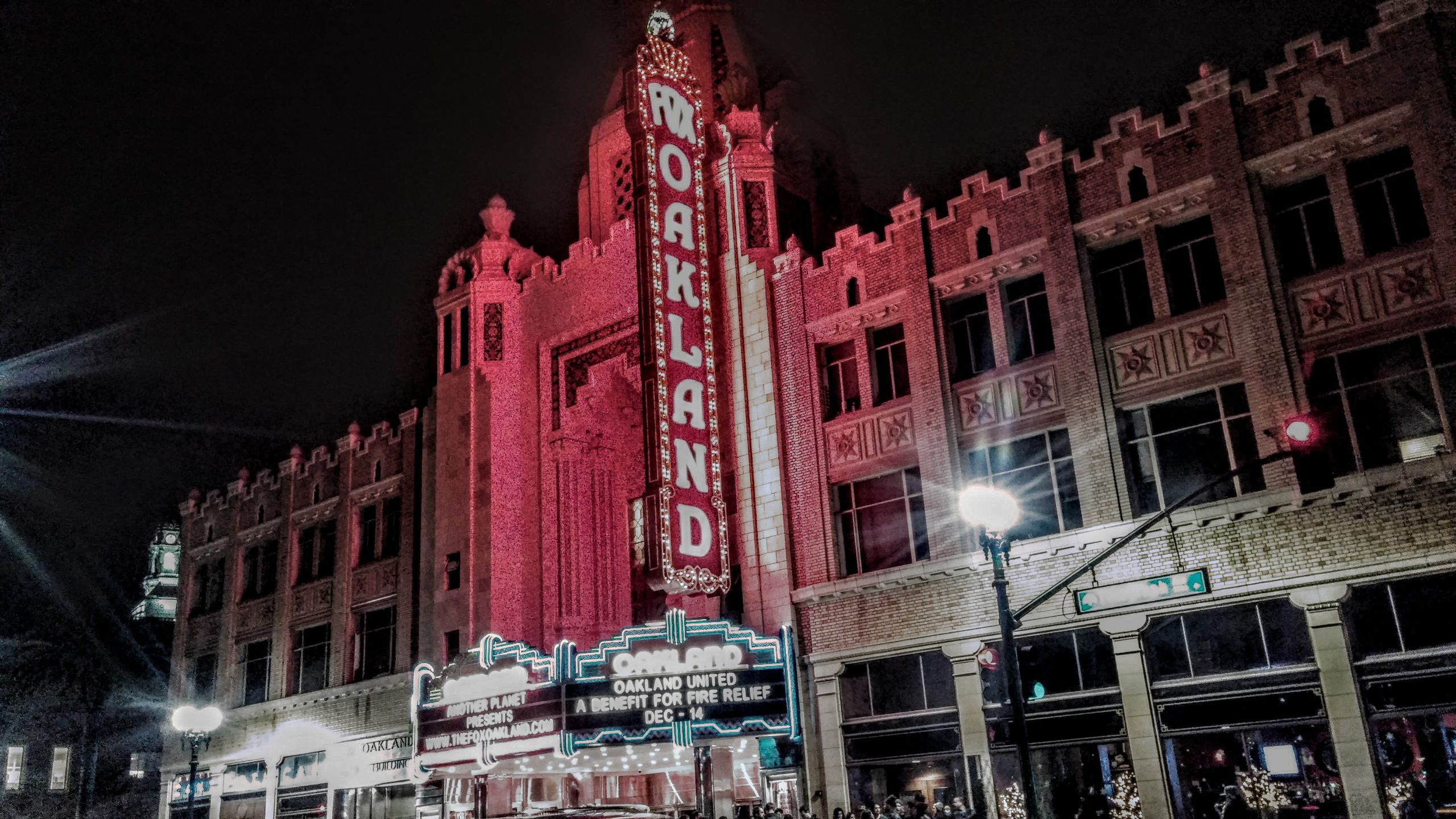 "Oakland United on the Fox Oakland marquee. Photo by: Kat Ferreira
