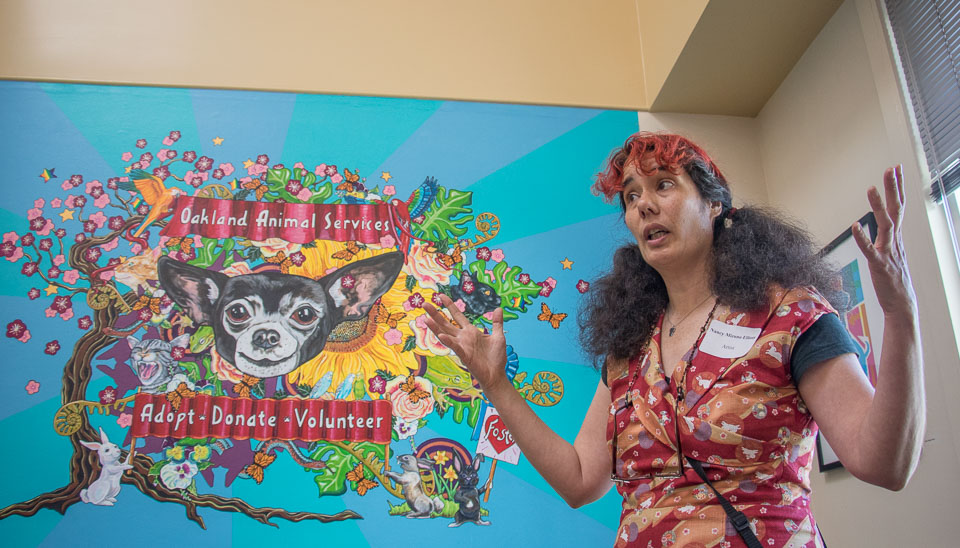 Nancy with her mural