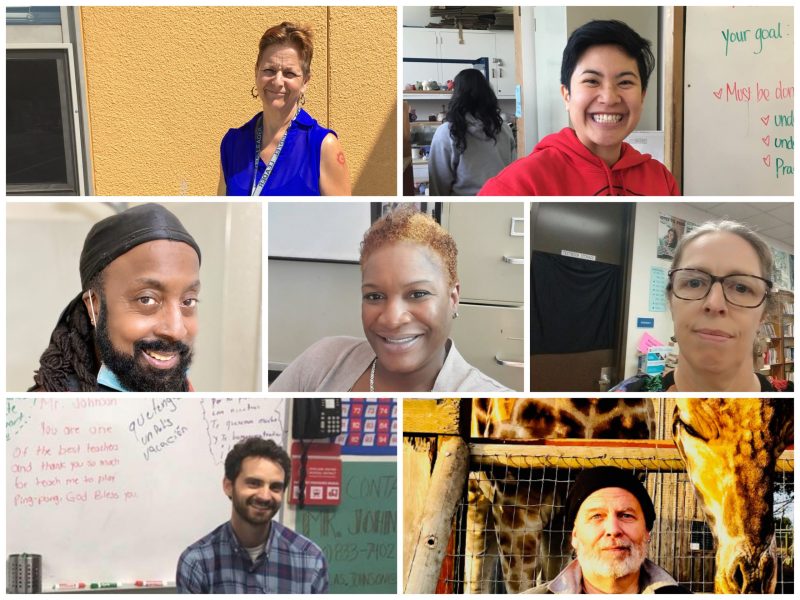An image of a diverse group of seven teachers.
