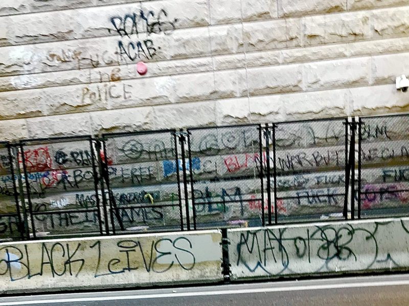 An image of metal barricades