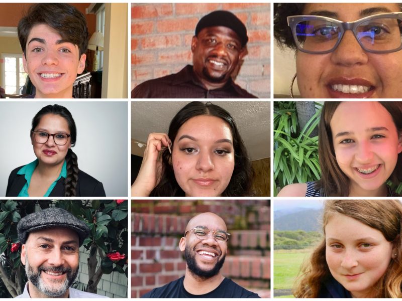 a collage of nine diverse faces
