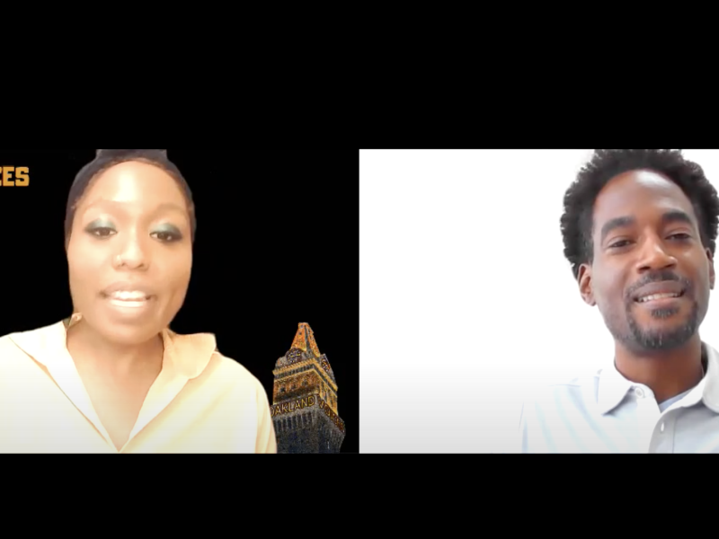 Iris Crawford on the left in the Zoom screen with Dr. Gerard Jenkins on the right also on Zoom.