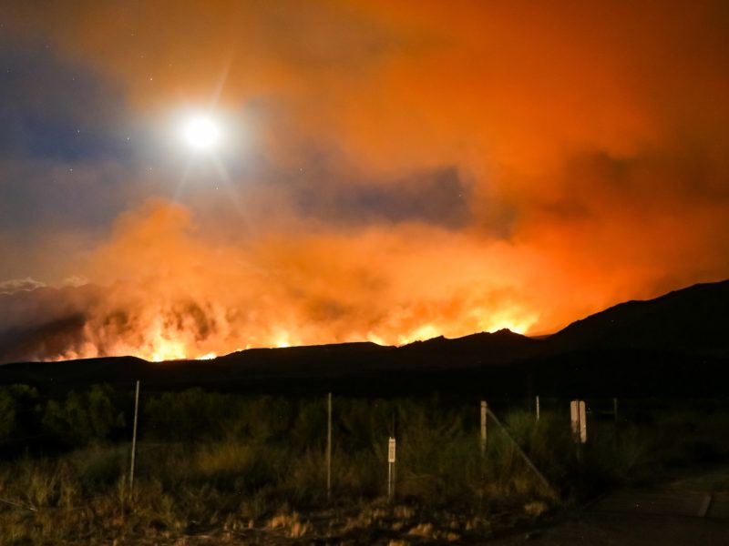 Bright orange sky lit by California wildfire