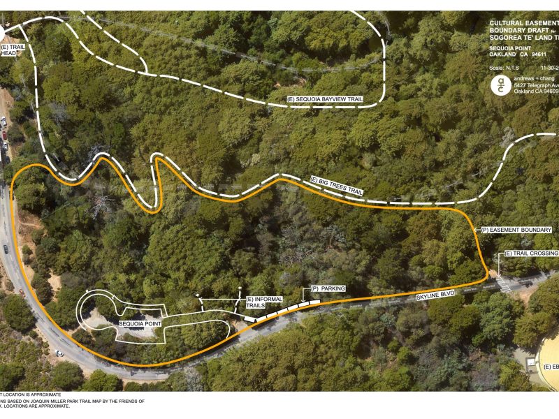 An aerial map of green hills and boundaries of about 5 acres