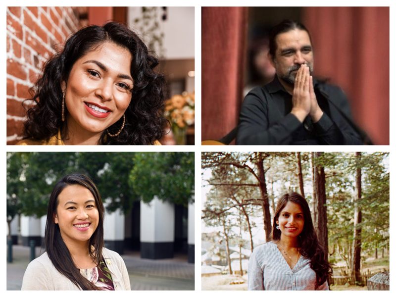 A collage of four diverse people, mostly Latinx