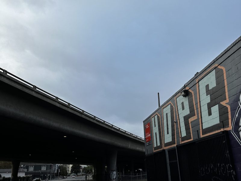 Freeway and building with word HOPE